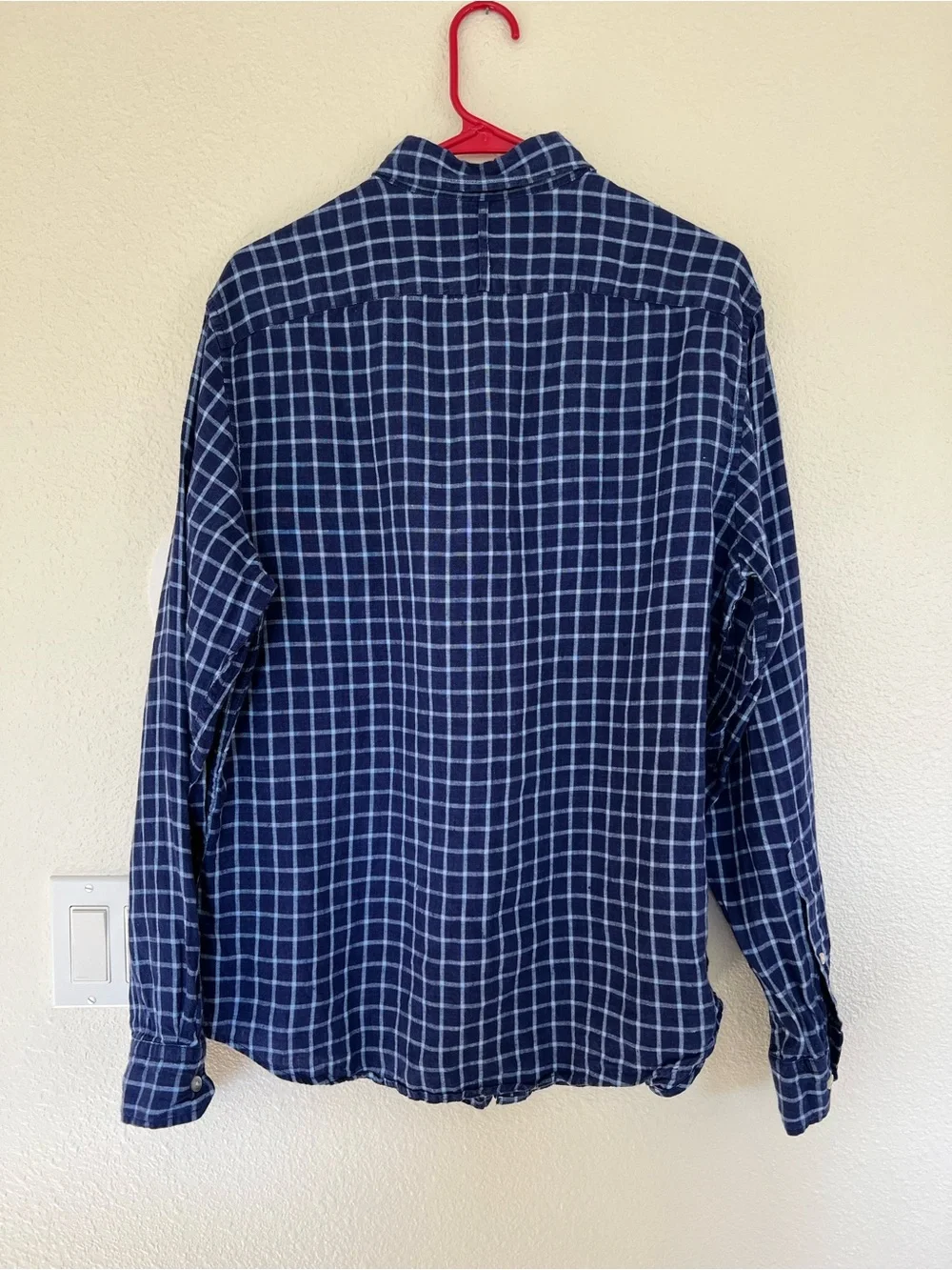Men's Banana Republic Blue Linen Plaid Button-Down Shirt